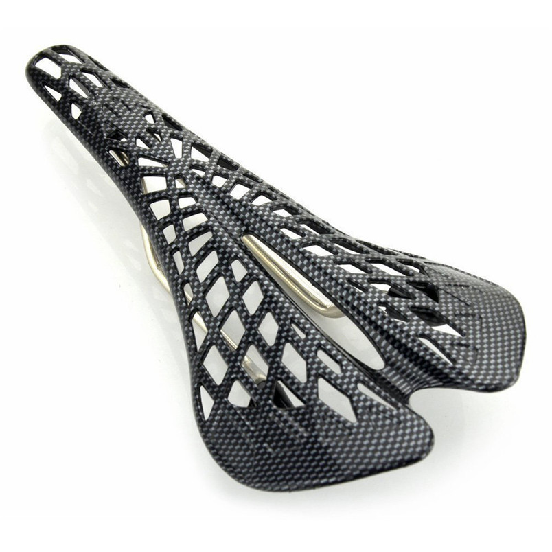 Mountain Bike Carbon Pattern Hollow Spider Saddle Bicycle Breathable Cushion Bicycle Saddle Riding Seat Accessories
