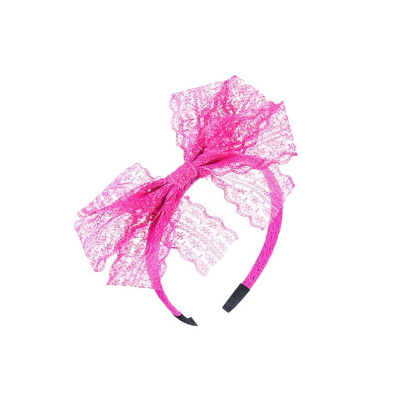 Cross-border Amazon Hot Sale Ladies 1980s Party Accessories Retro Lace Bow Head Hoop Head Buckle Head
