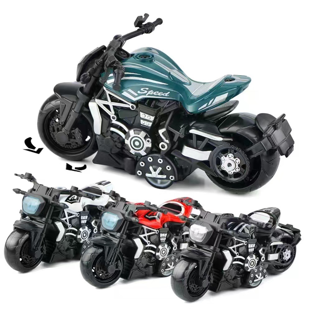 Alloy pull back motorcycle model ornaments plastic simulation racing cross-border toy key chain pendant grab machine decoration
