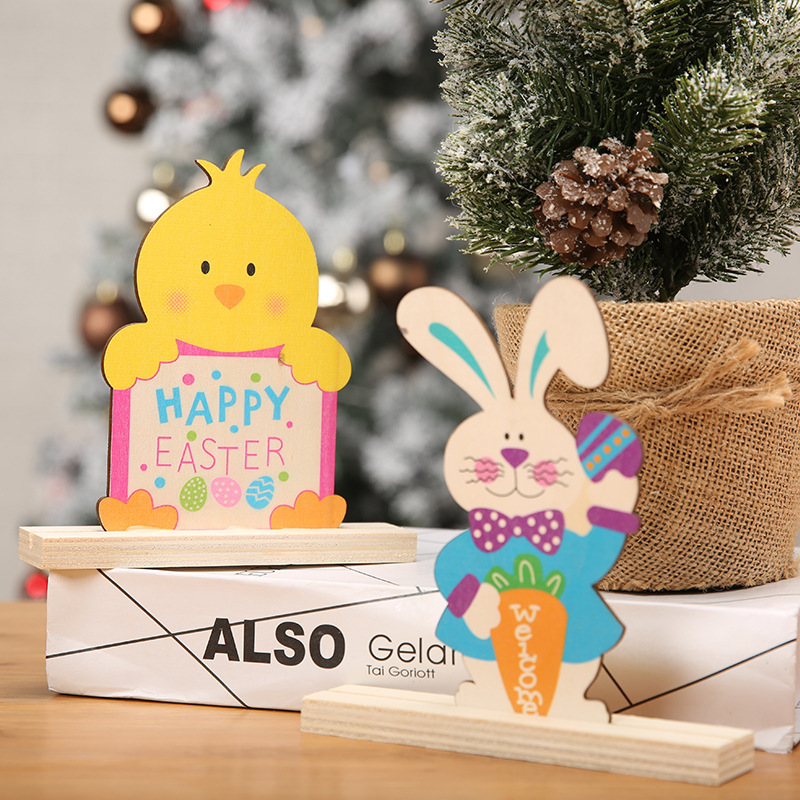 Easter Bunny Ornaments Living Room Home Wooden Products Creative Student Gift Simple DIY Wooden Crafts