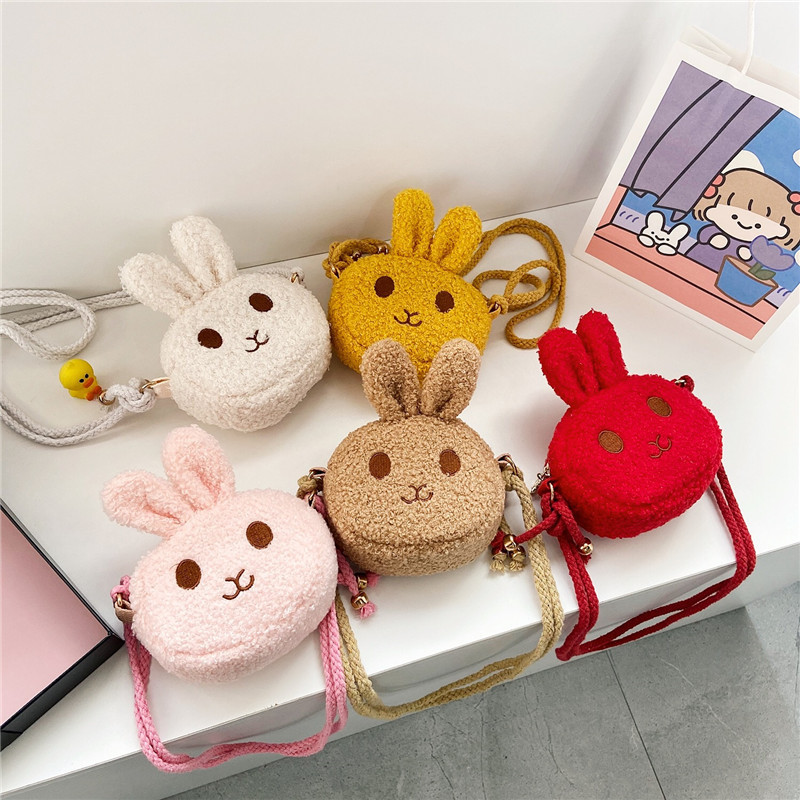 New Children's Small Bag Fashion Princess Coin Purse Baby Girl Accessories Bag Cute Plush Rabbit Crossbody Bag