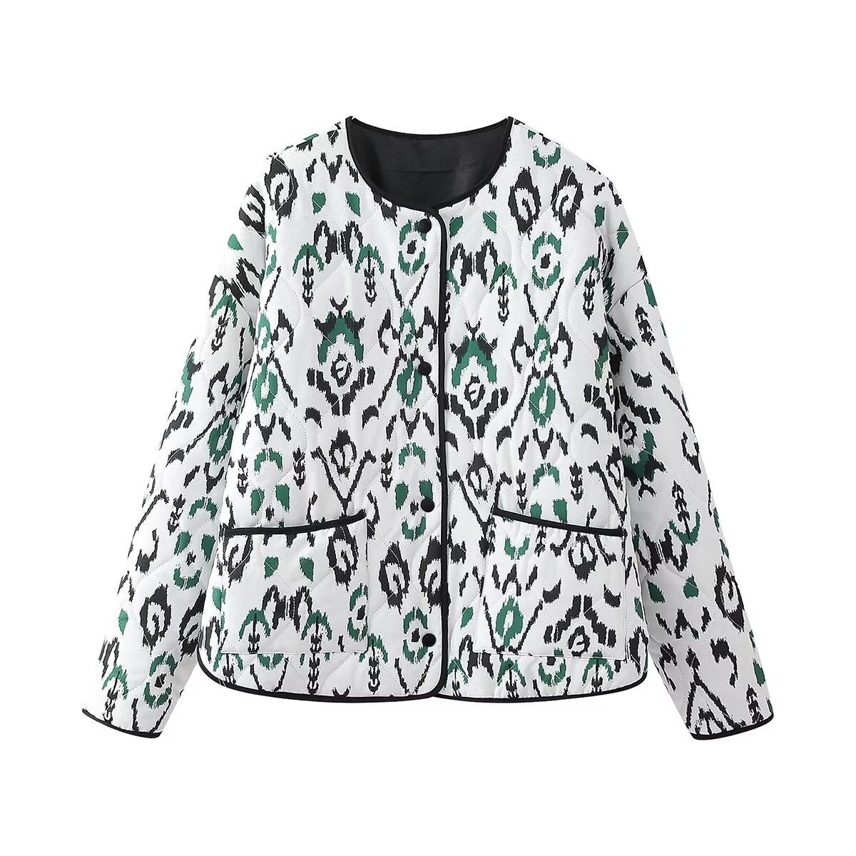 2024 autumn and winter new European and American cross-border women's top animal print printed cotton-padded jacket jacket jacket w028 5761