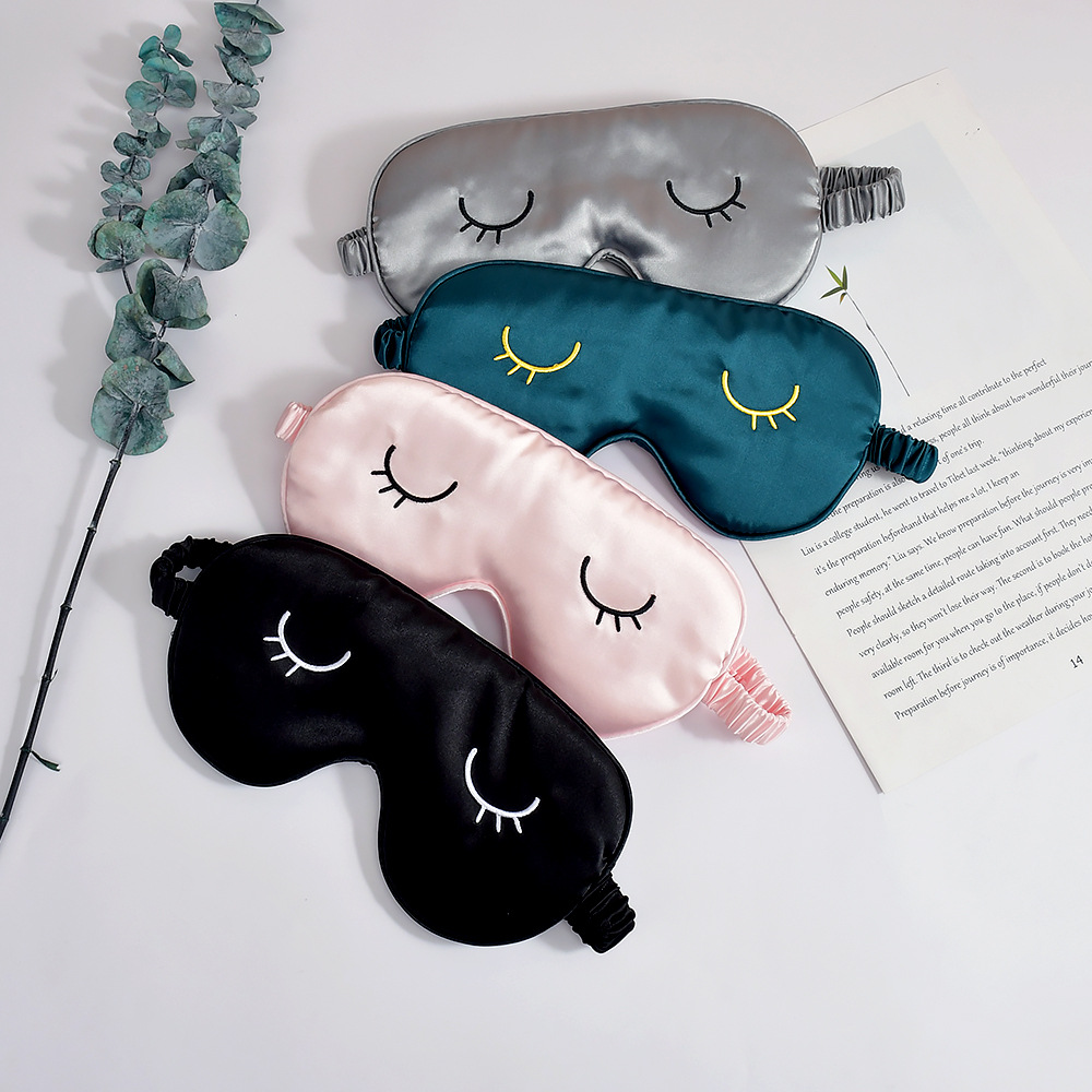 Cross-Border double-sided artificial silk embroidery eyelash eye mask relieve eye fatigue shading sleep eye mask in stock wholesale