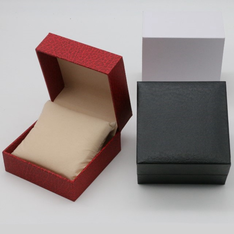 En stock Flip Litchi patrón reloj caja de embalaje caja de almacenamiento sola pulsera joyería caja de reloj