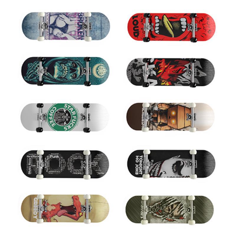 Fingertip bearing wheel sleeve Maple skateboard mini novelty toy novice double rocker indoor desktop game cross border
