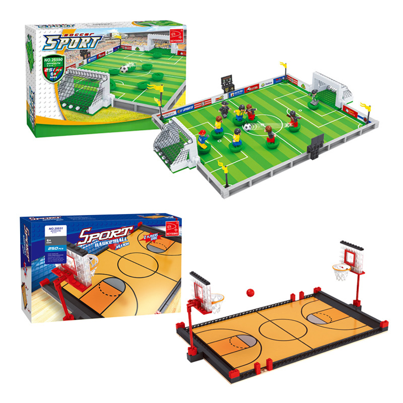 Football Stadium World Cup European Cup Compatible Lego Assembled Building Blocks Sports Toy Man Basketball Court Cross-border Explosions