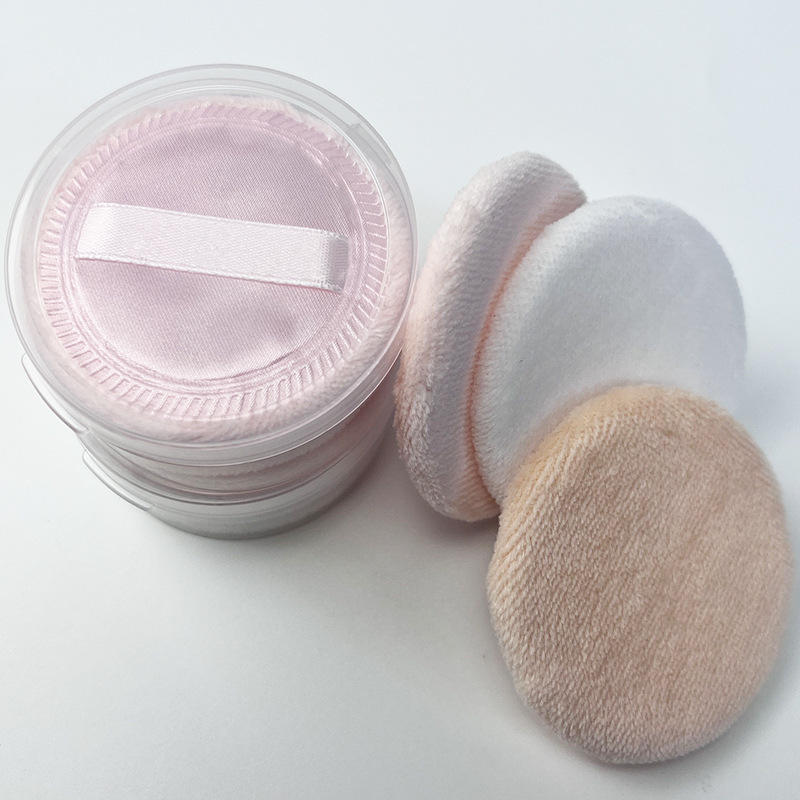 Wholesale round makeup cotton dry puff short velvet satin powder powder powder powder body pressed cotton makeup puff