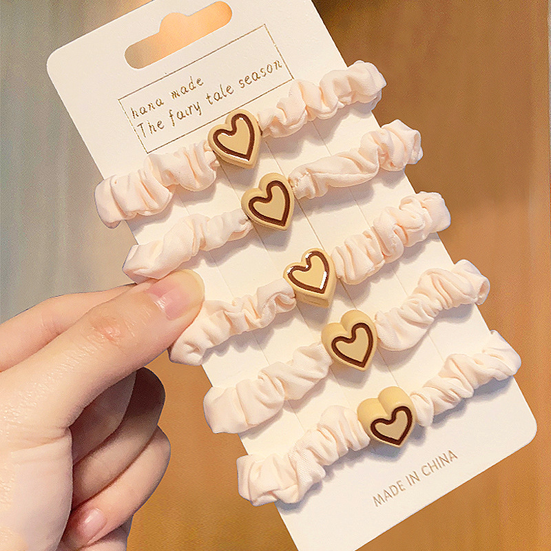 Simple love high elastic hair rope rubber band hair horsetail rubber band does not hurt hair ring student hair accessories wholesale