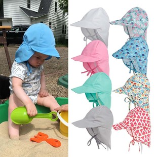 Foreign trade outdoor boys and girls baby European and American shawl sun hat children sunscreen Japan printed sun hat wholesale