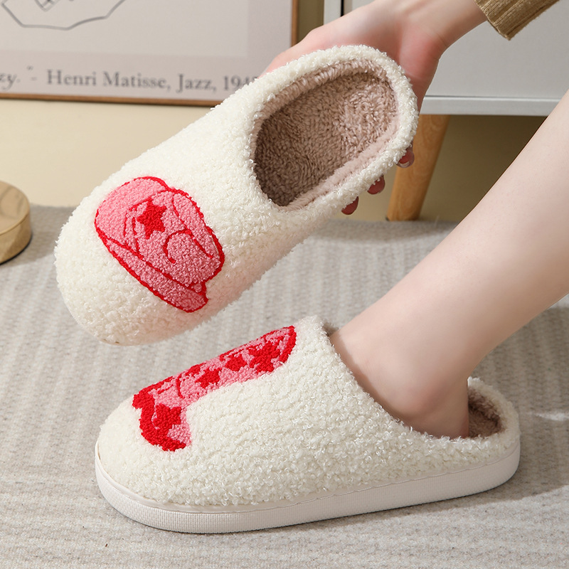 New Comfortable Home Cute Cartoon Boots Winter Cotton Slippers for Men and Women Couple Thick Bottom Warm Cotton Slippers