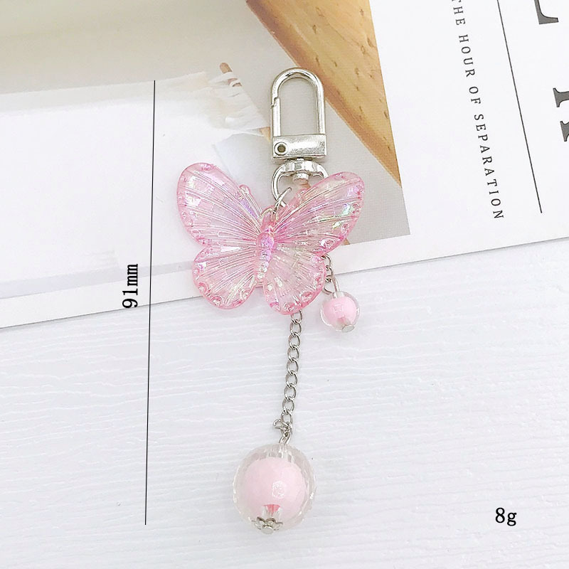 New Laser Butterfly Keychain Girl Heart School Bag Pendant airpods Protective Hanging Women