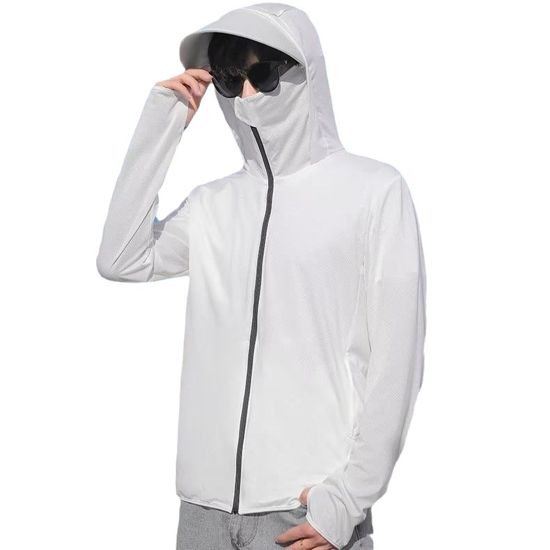 Ice silk sun protection clothing men's summer thin handsome outdoor jacket American high street hooded sun protection clothing jacket