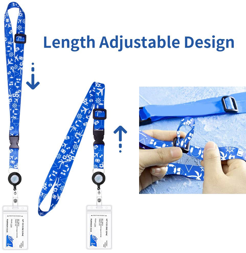 Factory thermal transfer printing easy pull buckle adjustable lanyard ship ticket card tag rope chest card travel badge strap