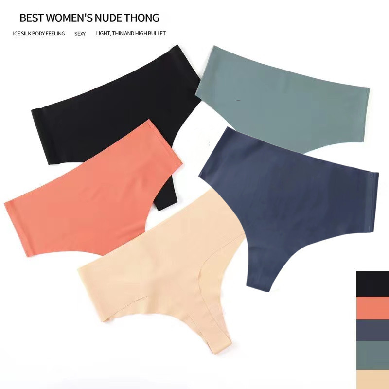 Cross-border European and American-style seamless one-piece quick-drying mid-high waist Ice Silk women's T-pants sexy Amazon