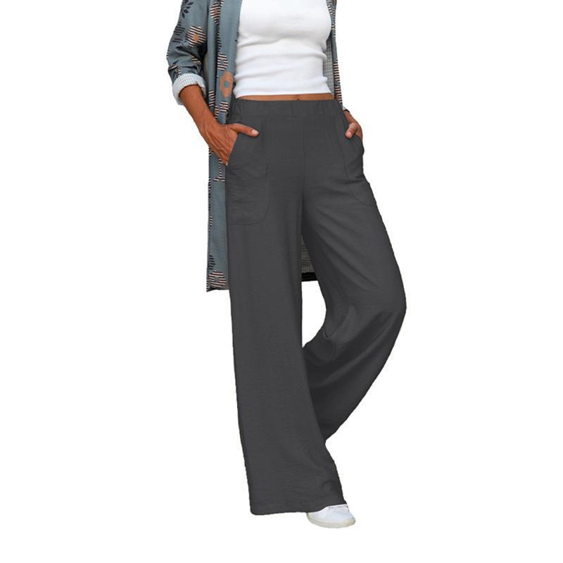 Fall/Winter 2024 European and American plus size women's draping casual pants Amazon solid color elastic waist loose wide leg trousers