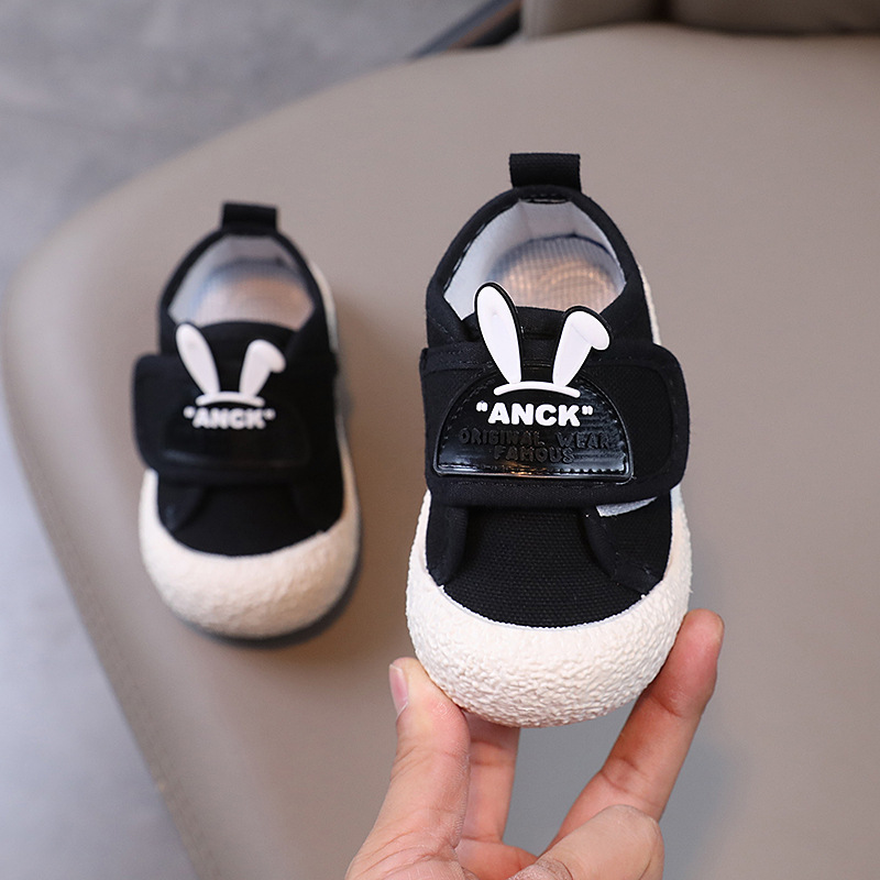 Solid soft bottom baby shoes cartoon canvas cute toddler shoes boys and girls breathable spring and autumn non-slip kindergarten Indoor