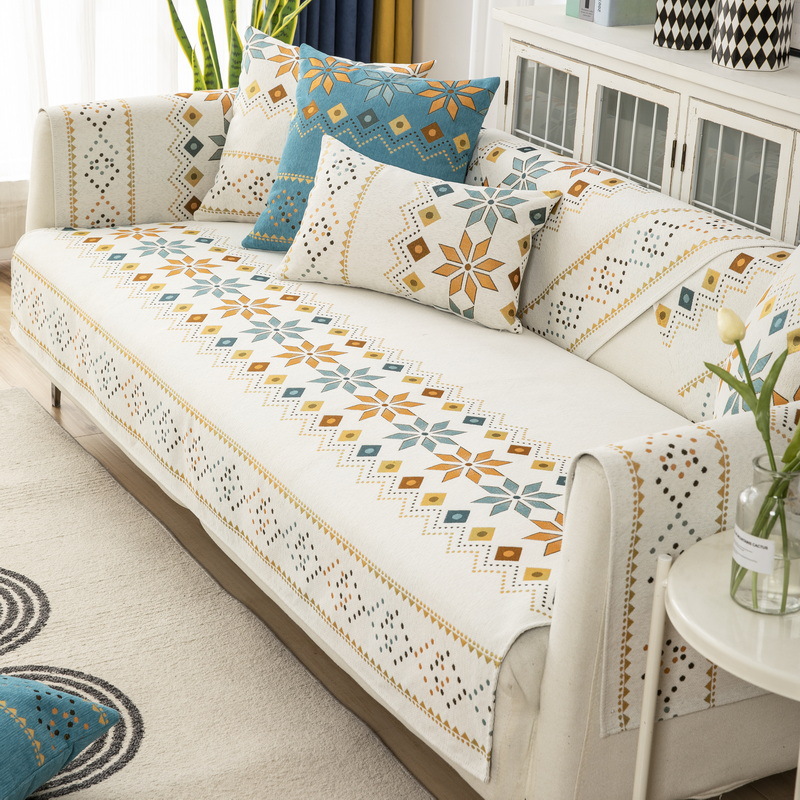 Four Seasons Universal Chenille Positioning Jacquard Ethnic Style Sofa Cushion Modern Simple Non-Slip Sofa Cushion Towel Wholesale