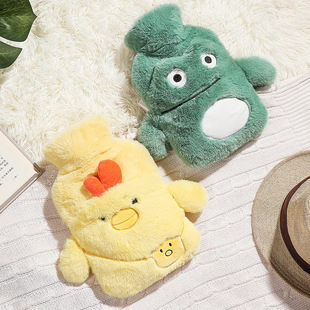 Cross-border 2L large capacity water-filled PVC hot water bag rabbit wool flannel cover water injection hand warmer hot compress warm water _voghion.com