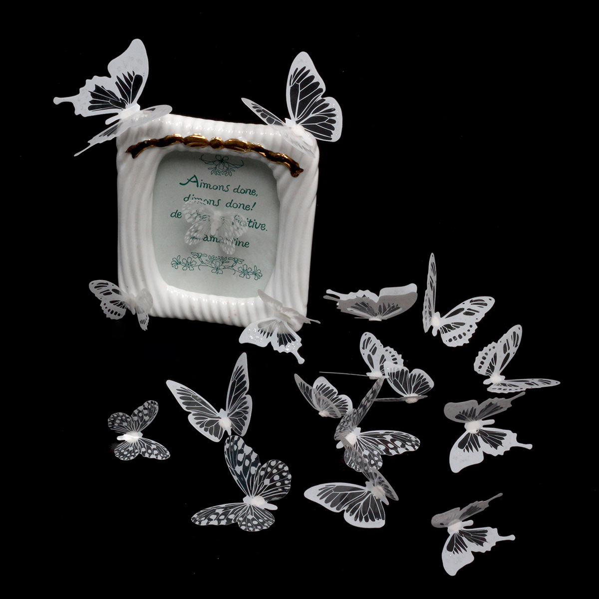 Factory direct supply 18 black and white butterfly 3D simulation butterfly PVC home creative wall stickers decoration