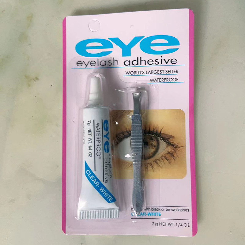Factory wholesale eye anti-freezing false eyelash glue 7G disposable seamless quick-drying eyelash glue with tweezers