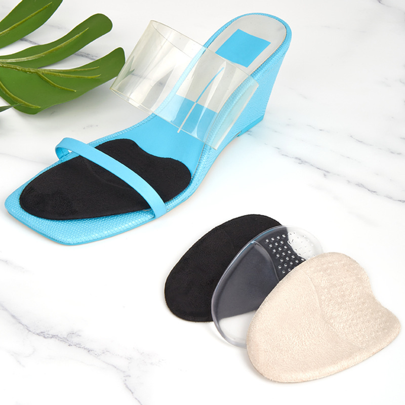 New toe front palm pad thickened shrink size high heel shoes non-slip shock absorption massage silicone front sole PU half pad insole