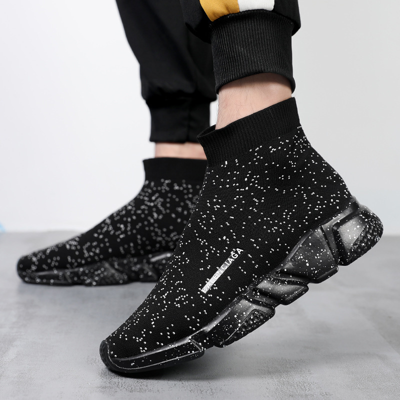 2022 Cross-border New High-top Socks Shoes for Men and Women Feet Fly-woven Lazy Shoes Mesh Large Size Sports Trendy Shoes for Men