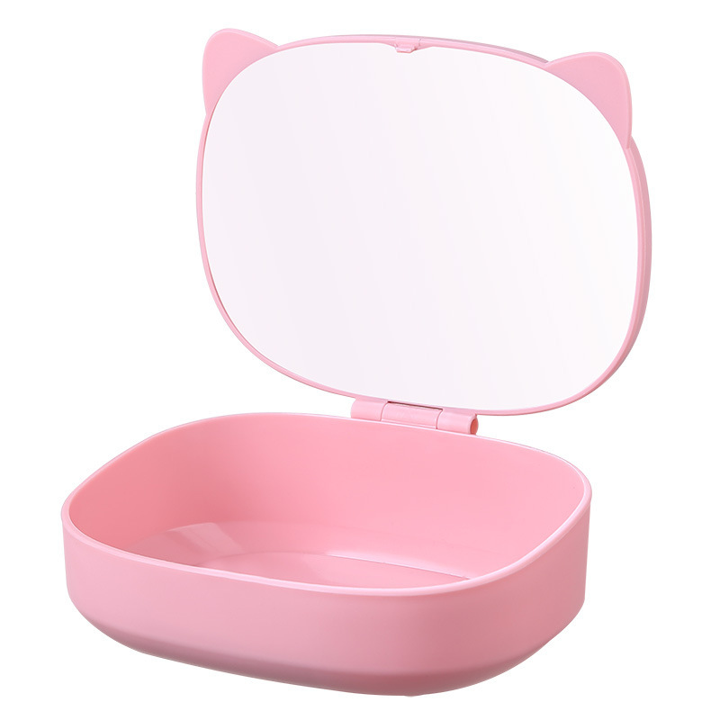 ins Style Storage Cat Otoscope Dressing Table Mirror Student Desktop Folding with Storage Box Makeup Makeup Princess Makeup Mirror