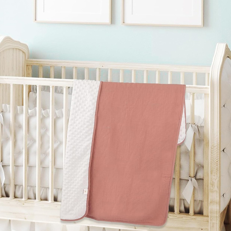 Baby comfort blanket Doudou blanket cotton crepe spring and autumn air conditioning blanket Amazon cross-border export hot sale