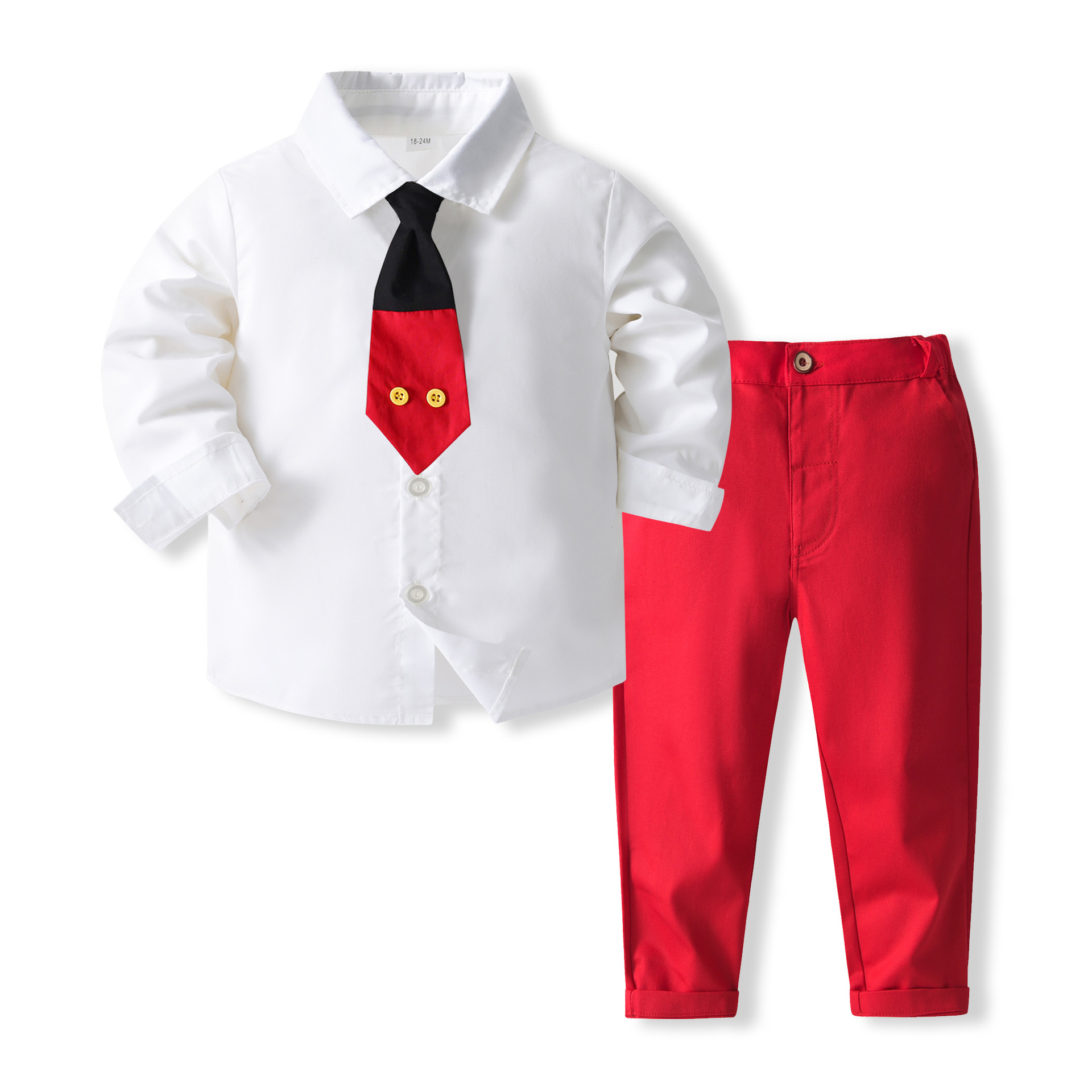 Summer Children's Wear Korean-style Boys' Suit Handsome Tie Children's Solid Color Short-sleeved Shirt Pants Two-piece Set