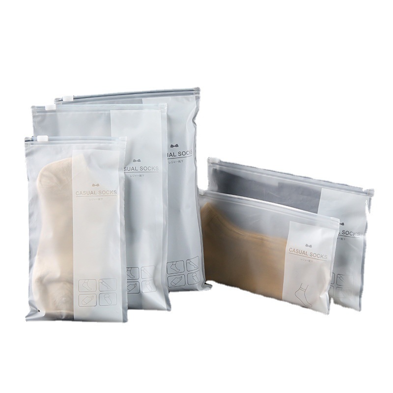 Spot wholesale socks packaging bag boat Socks packaging bag PE frosted zipper bag horizontal and vertical version of a variety of specifications optional
