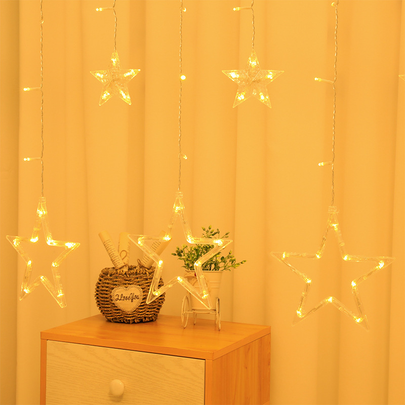 New LED Net Red Star flashing light five-pointed star curtain decorative light string holiday Decorative stars all over the Sky star light string