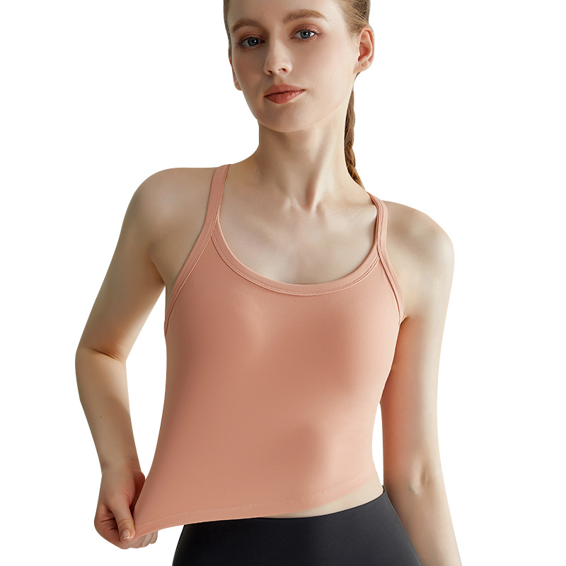 LAHN Sports Underwear Thin Shoulder Strap Integrated Fixed Chest Pad External Wear I-Back High Strength Fitness Vest