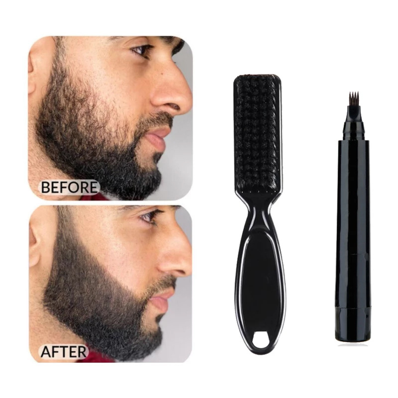 Four-pronged beard pen beard filling pen beard pencil and beard brush combination (new mold will not dry ink