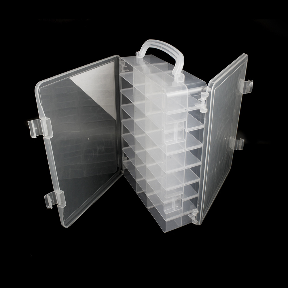 Venta caliente transfronteriza 48 rejilla inserto extraíble de doble cara portátil bobina de almacenamiento de esmalte de uñas botella de aceite esencial caja de almacenamiento de plástico de juguete