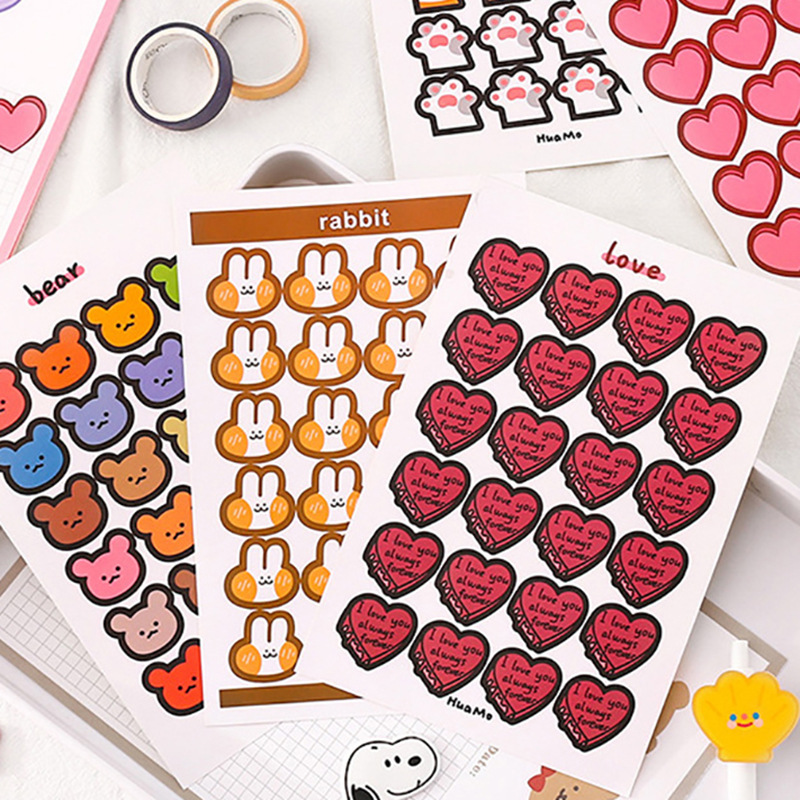 Morandi Color Decorative Sealing Sticker Simple Dot Gradient Love Cartoon Hand Account Card Mobile Phone Creative Sticker