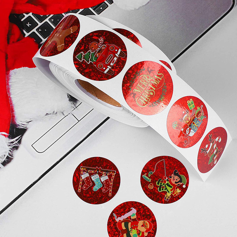 Amazon 2022 New Red Merry Christmas Christmas Sticker Gift Closure Label