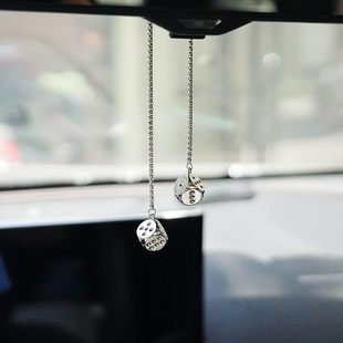 2023 Amazon автомобильные аксессуары автомобильное зеркало заднего вида подвеска Украшение интерьера автомобиля металлический кулон в виде кубиков