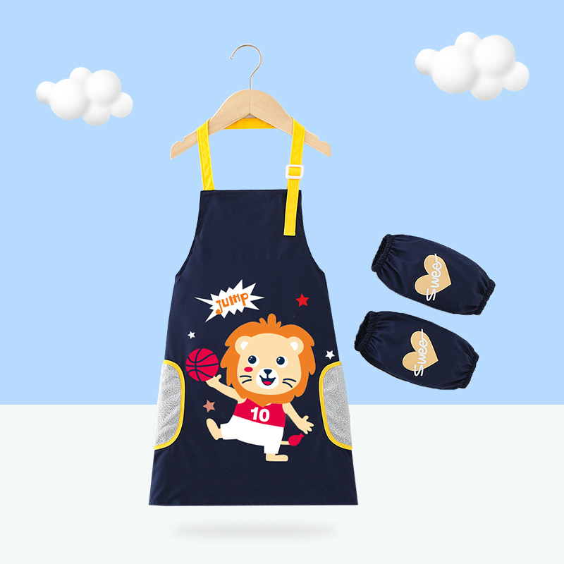 Children's apron painting clothes kindergarten art painting coverall boys' anti-dressing waterproof anti-dirty baby girl hand wiping