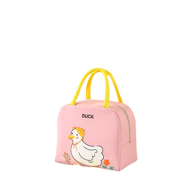 Cute Cartoon Yellow Duck Bento Bag, Portable Lunch Bag, Handbag Storage Insulated Canvas Lunch Box Bag