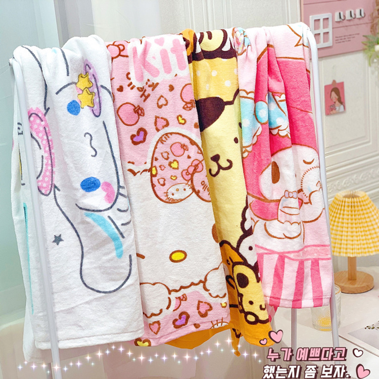 Korean Style Cartoon Bath Towel Absorbent Cotton Bath Towel Children's Adult Bath Towel Beach Large Towel Covering Towel Blanket Towel