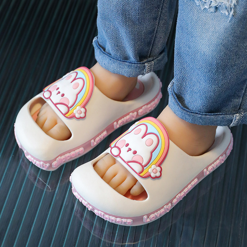 Children's Slippers Summer Girls Boys' Luminous Shoes Cute Indoor Soft Bottom Anti-Slip Sandals for Kids and Babies