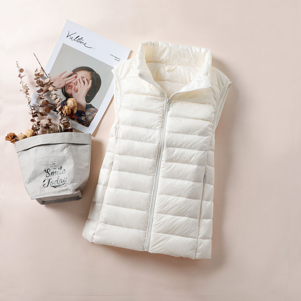 Autumn and winter women's light down vest Korean version of the collar short slim vest waistcoat down coat manufacturers wholesale
