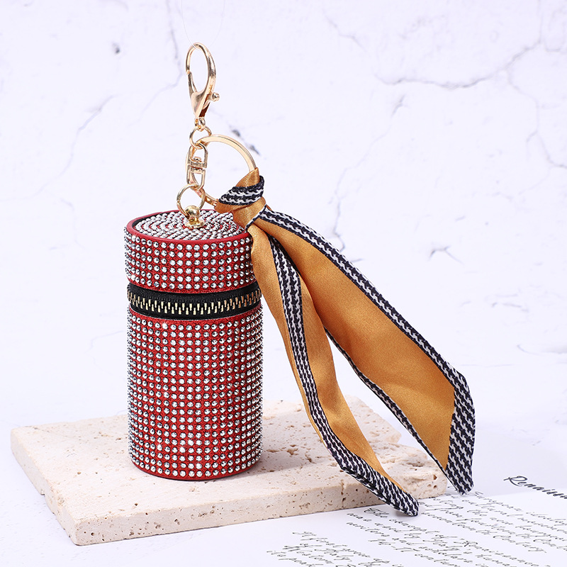 Mouth red envelope new cross-border A- diamond live fashion bucket bag ear line coin purse silk scarf key chain storage mini