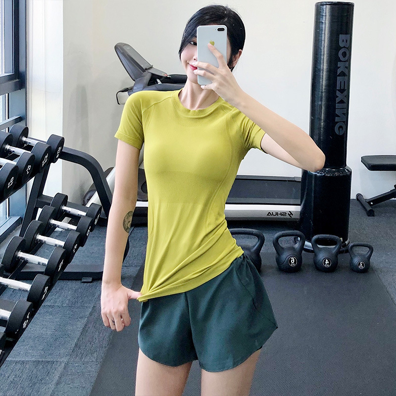 Summer New Breathable Fitness Top Short-sleeved Sports Tight-fitting Elastic Quick-drying T-shirt Casual Slim-fit Yoga Clothes for Women