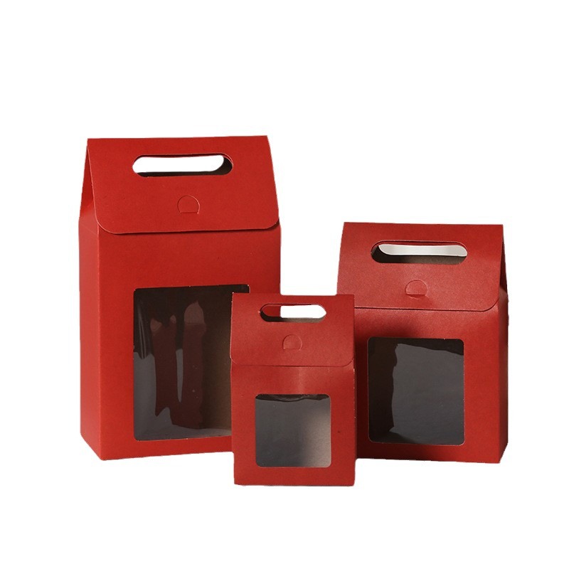 Can supply flip simple kraft paper gift box brand new window gift bag creative candy packaging paper bag