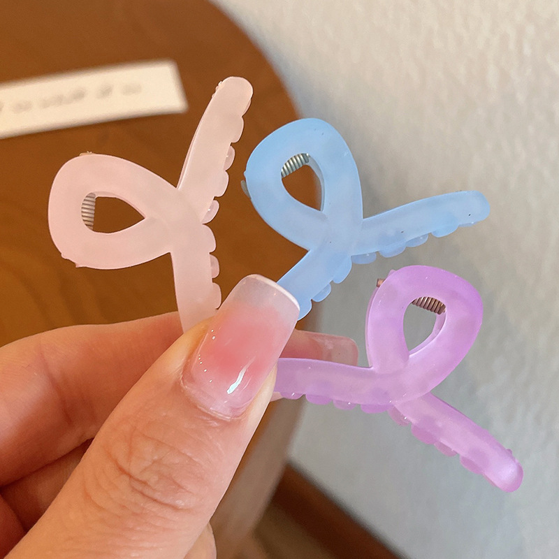 Transparent Mini Hair Clip for Girls and Girls Back of Head Small Jelly Color Cross Grab Clip for Women Simple Cute Hair Accessories