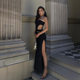 European and American Style Foreign Trade Explosions Design Sense Dress 2023 New Women's Wear Strapless Hollow Split Dress