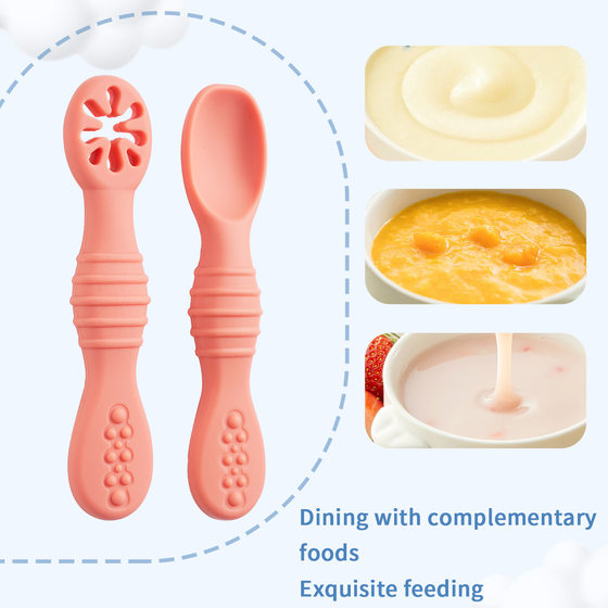 Baby feeding silicone food supplement soft spoon infant training learn to eat licking spoon puree rice paste sticky spoon wholesale