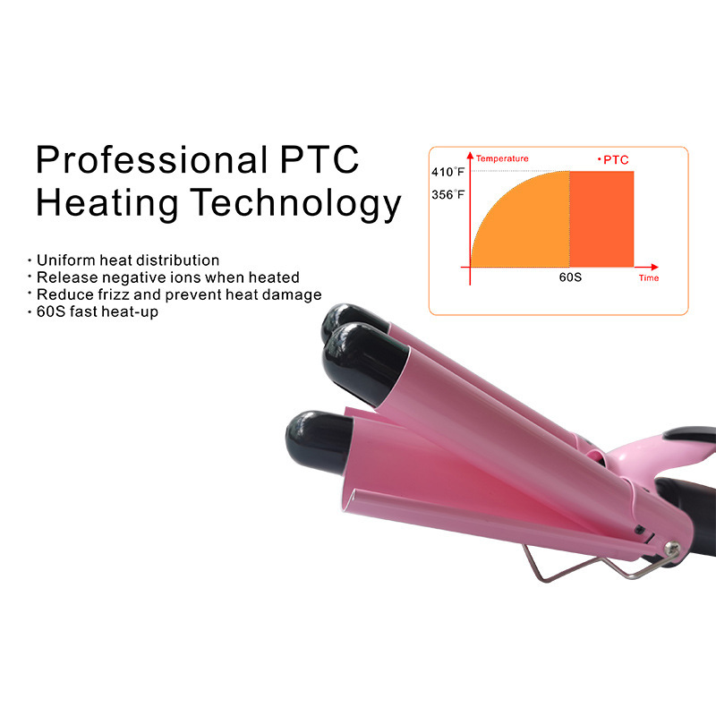 Cross-Border Curling iron water ripple three-tube curling stick egg roll stick bubble noodle roll shape factory direct sales