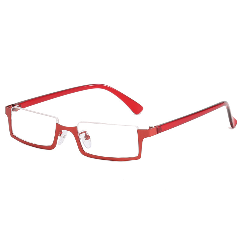 Two-dimensional COS lower half-frame presbyopic glasses HD anti-blue light fashion personality young lady presbyopic glasses gold